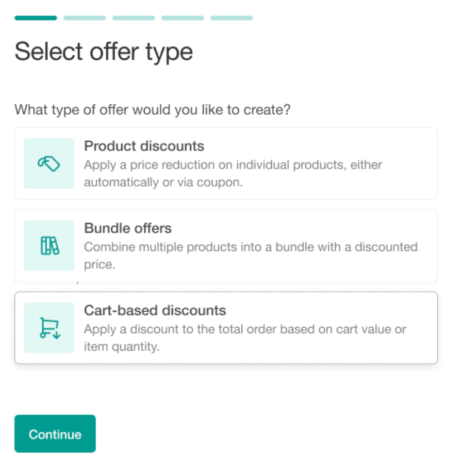 Alt-text: An image showing the cart-based discount type selection card.