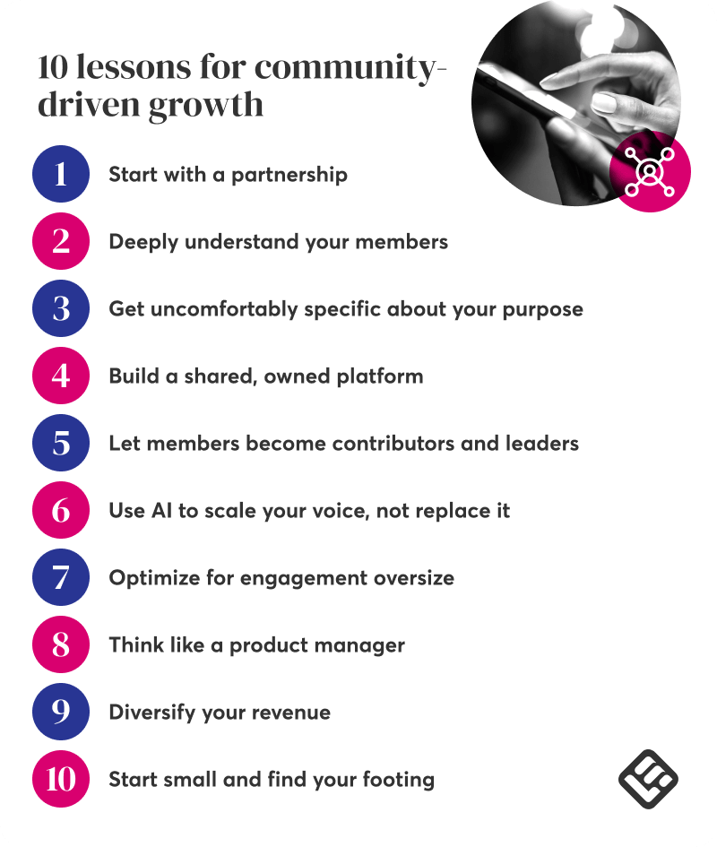 A visual graph showing the 10 lessons for community-driven growth.