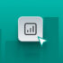 A visual showing the analytics icon in the center on a blue-green colored background.