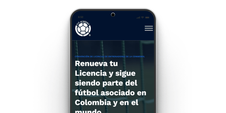 FCF Academy's mobile version on a smartphone