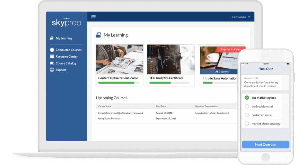 An image showing SkyPrep's platform.