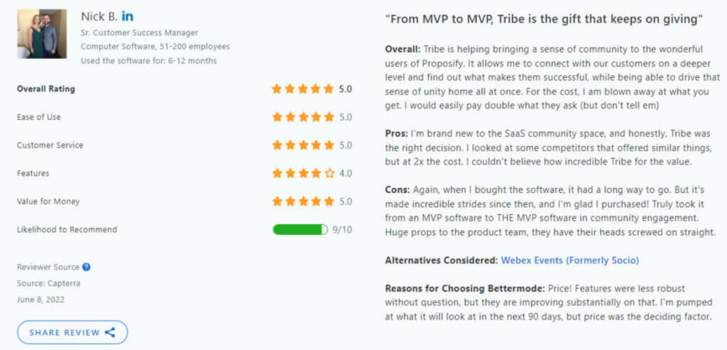 Bettermode Capterra review