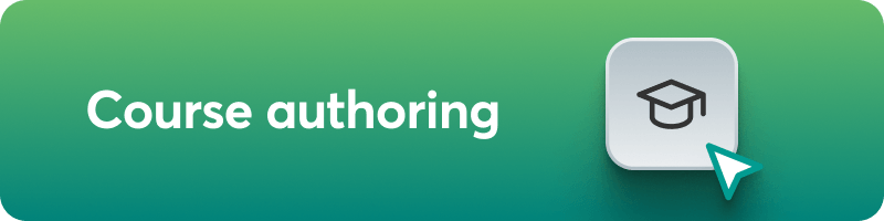 A green-colored background banner introducing the course authoring features.