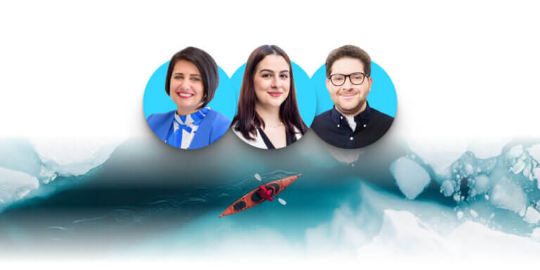 An image showing the World Bank Group team: Francesca Spagnoli, Noemi Caiazzo and Mohamad Chatila
