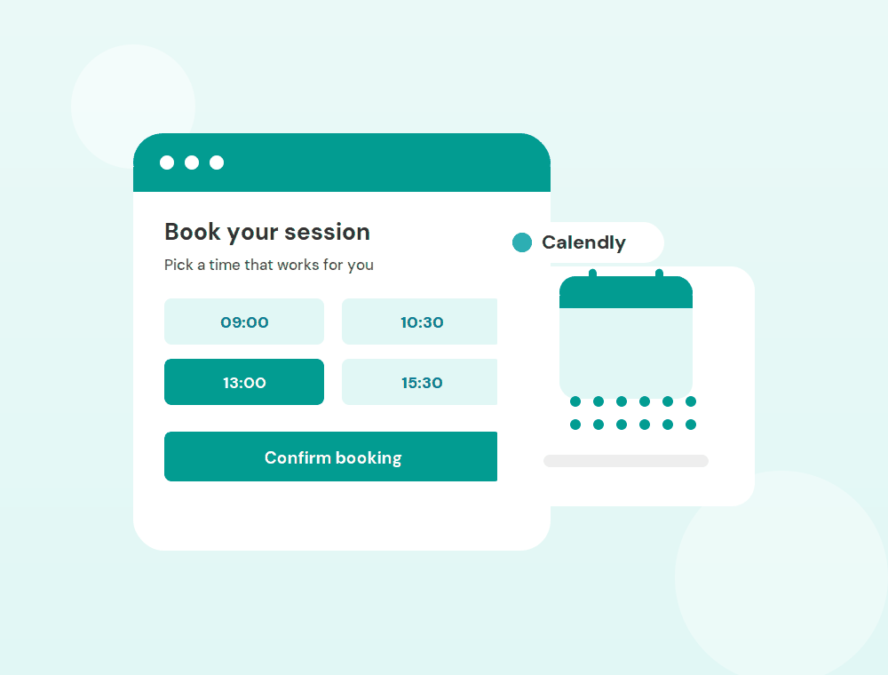 Booking a Calendly session inside a LearnWorlds course from a calendar and time-slot picker