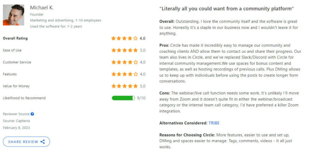 Circle Capterra review
