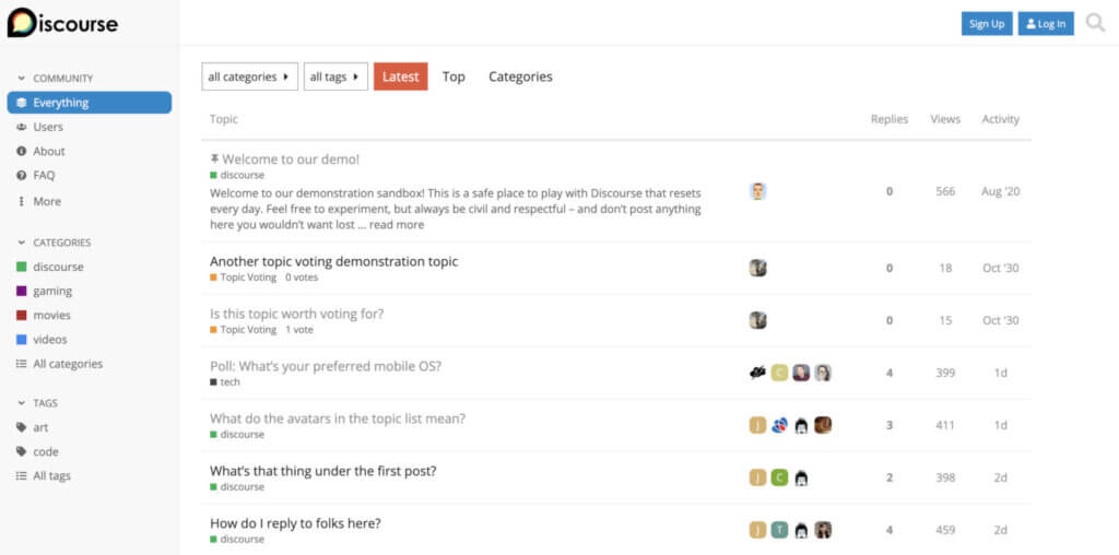 An image showing Discourse platform.