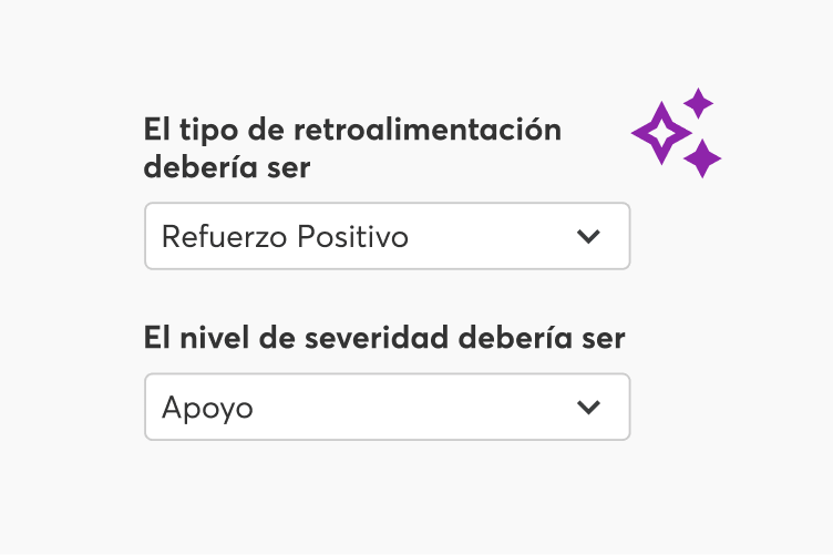 Ajustes de IA de LearnWorlds para elegir el tipo y el nivel del feedback a los alumnos.