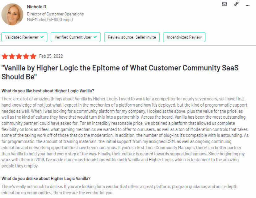 Higher Logic Vanilla G2 review