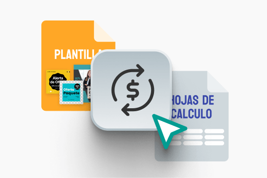 Venta de plantillas y hojas de cálculo como productos digitales de pago recurrente en LearnWorlds.