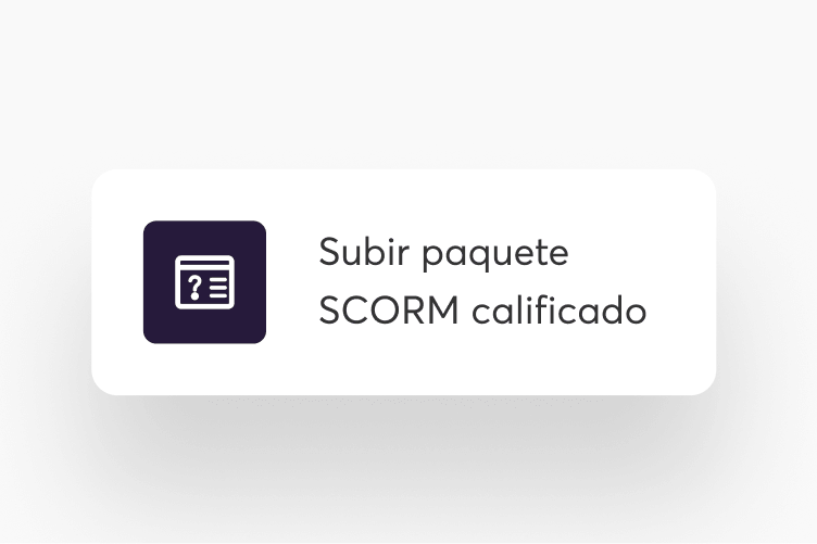 Opción para subir un paquete SCORM calificado como actividad de evaluación en LearnWorlds.