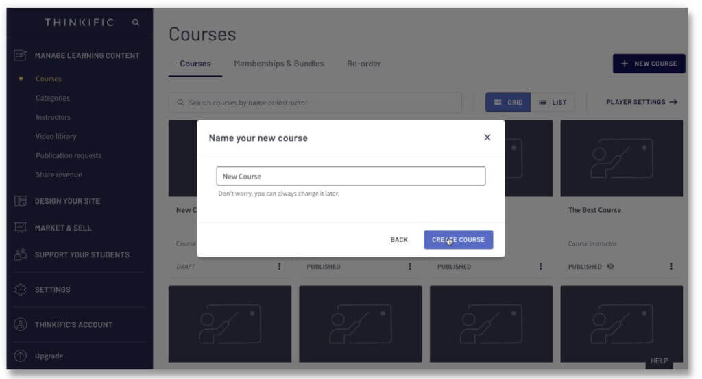 An image showing Thinkific's platform.