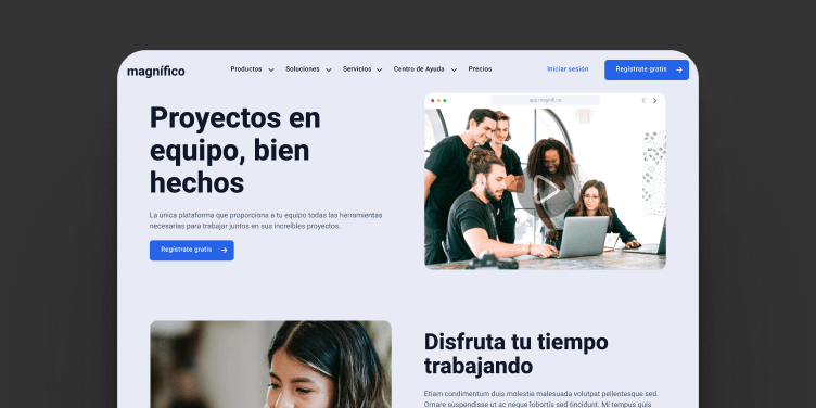 Ejemplo de sitio web creado con LearnWorlds, con página de inicio y secciones personalizables.