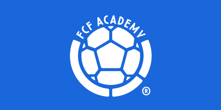 An image showing the name of the FCF Academy in front of a blue background.