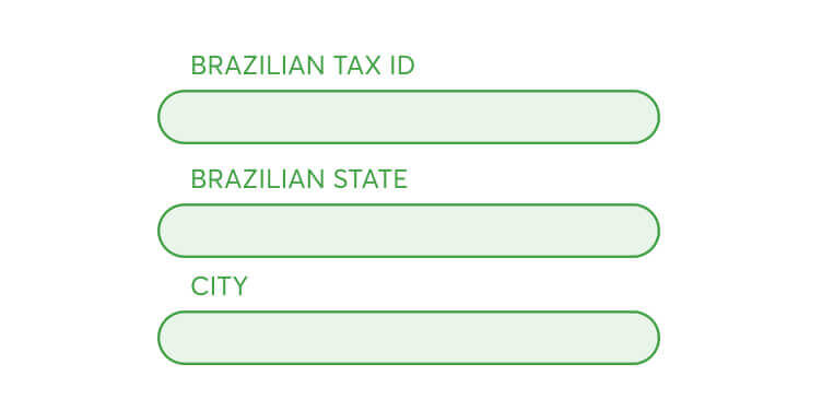 Brazilian Tax ID, state, and city fields at checkout