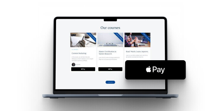 Apple Pay offered in the one-click sales funnel and on the payments page