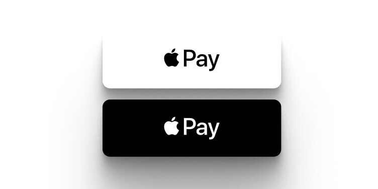 Light Buy button theme for Apple Pay on a dark Payment Zone background