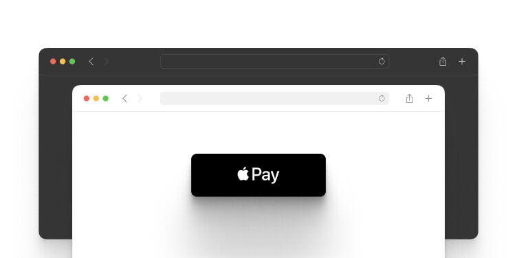 Admin previewing the Apple Pay option on Mac in Safari with a wallet set up