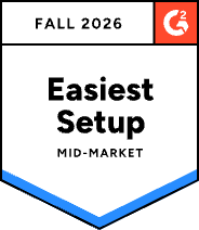 G2 Fall 2026 Easiest Setup badge — LearnWorlds, Mid-Market