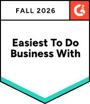 G2 Fall 2026 Easiest To Do Business With badge — LearnWorlds
