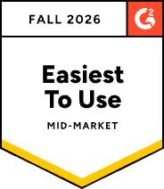G2 Fall 2026 Easiest To Use badge — LearnWorlds, Mid-Market