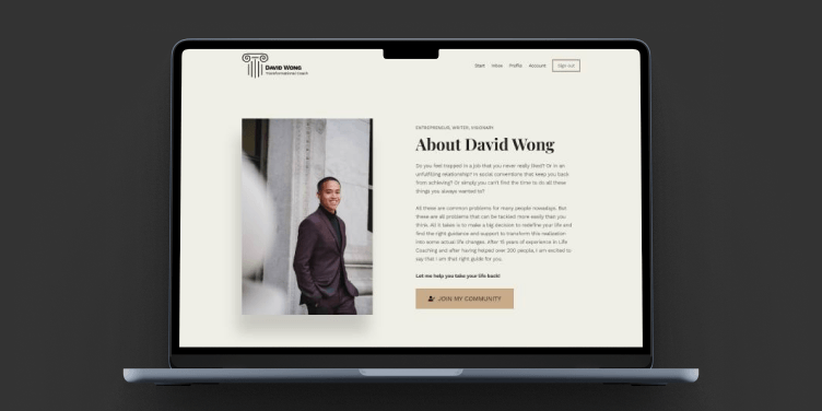 An image showing a sample academy website on a laptop screen.