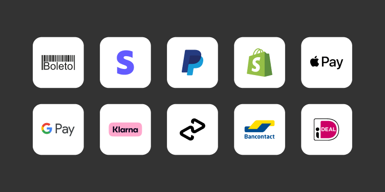 A selection of payment gateways available with LearnWorlds.