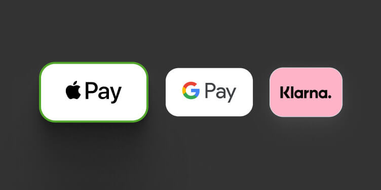 Apple Pay listed first and preselected among the payment options