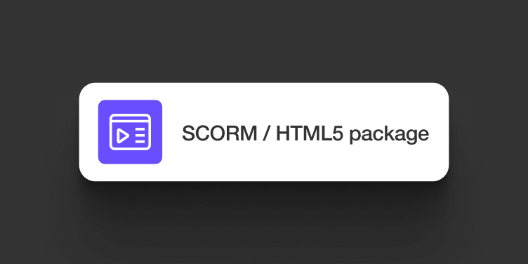A multimedia icon representing SCORM and HTML5 packages available in LearnWorlds.