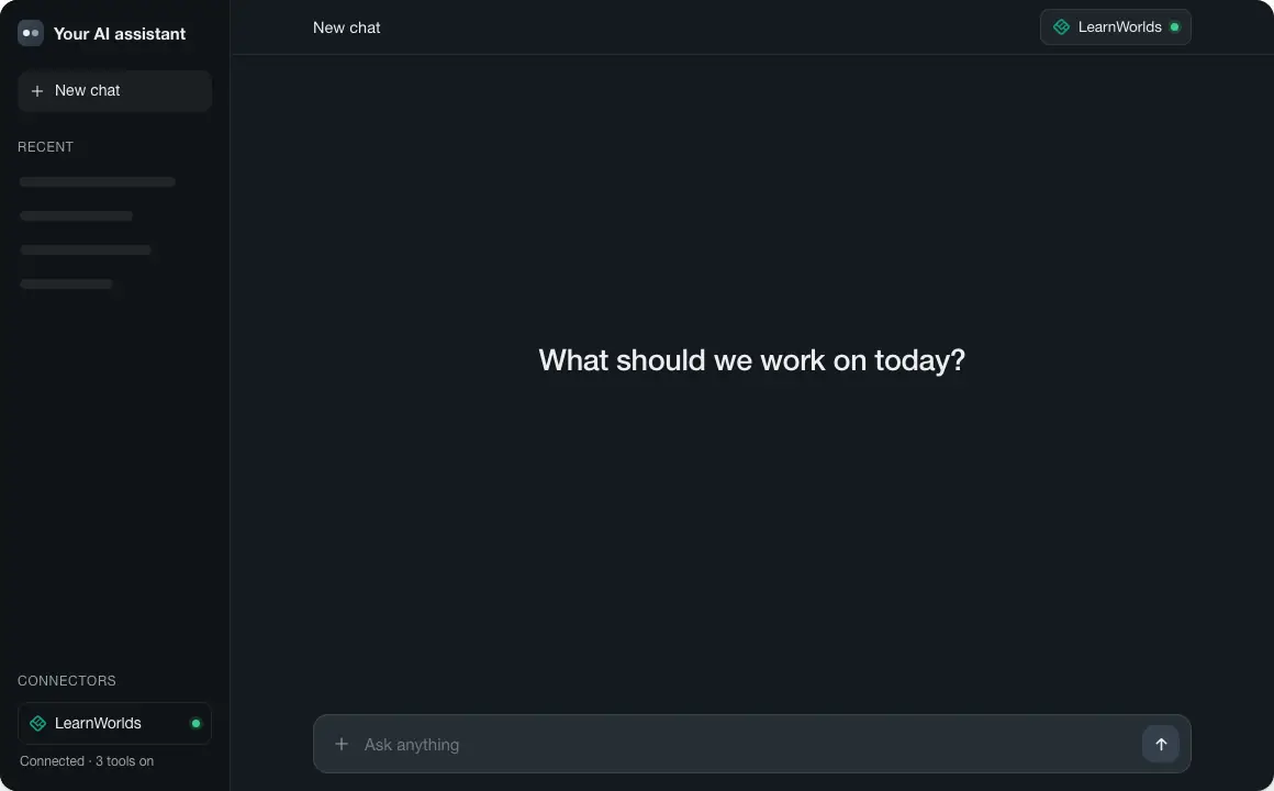 LearnWorlds MCP: an AI assistant connected to LearnWorlds builds a weekly cohort health dashboard.