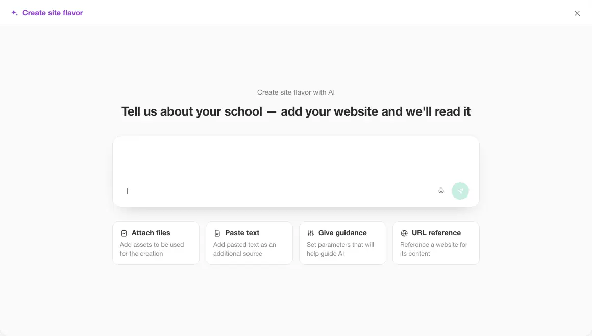 AI website creation: a branded academy for a corporate client, built from the client's own website.