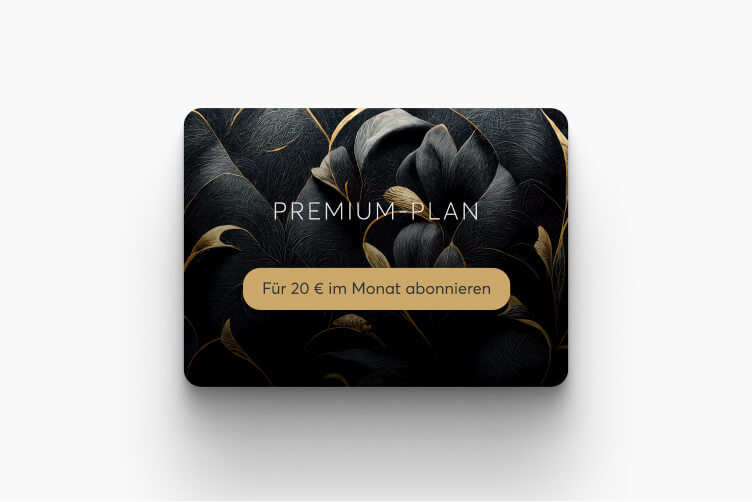 Abo-Karte für einen Premium-Plan mit Button „Für 20 € im Monat abonnieren"