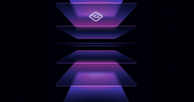 An image with black background and a moving purple pattern with LearnWorlds logo in the centre.