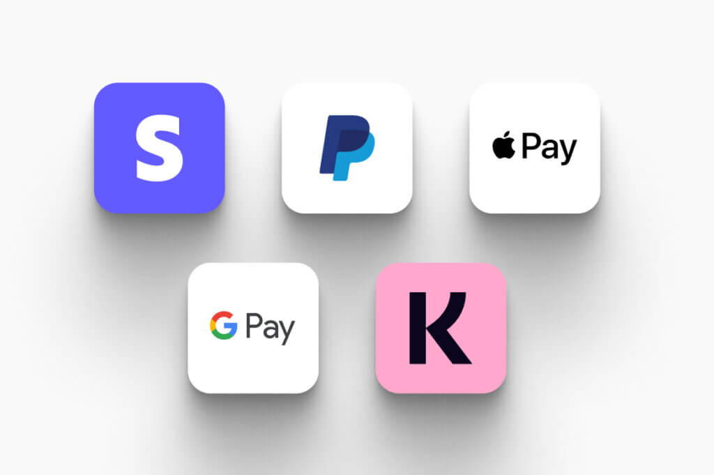 Zahlungsanbieter Stripe, PayPal, Apple Pay, Google Pay und Klarna