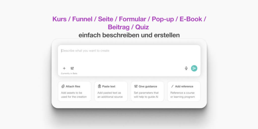 KI-Assistent erstellt Kurs, E-Book und mehr per Beschreibung
