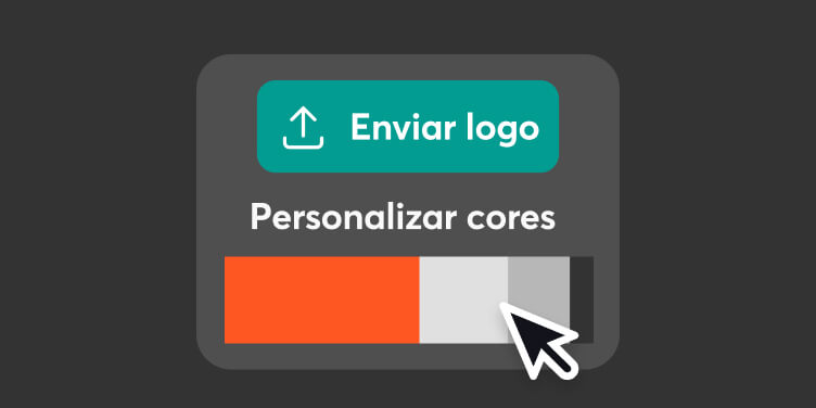 Opções para enviar o logo e personalizar as cores da academia