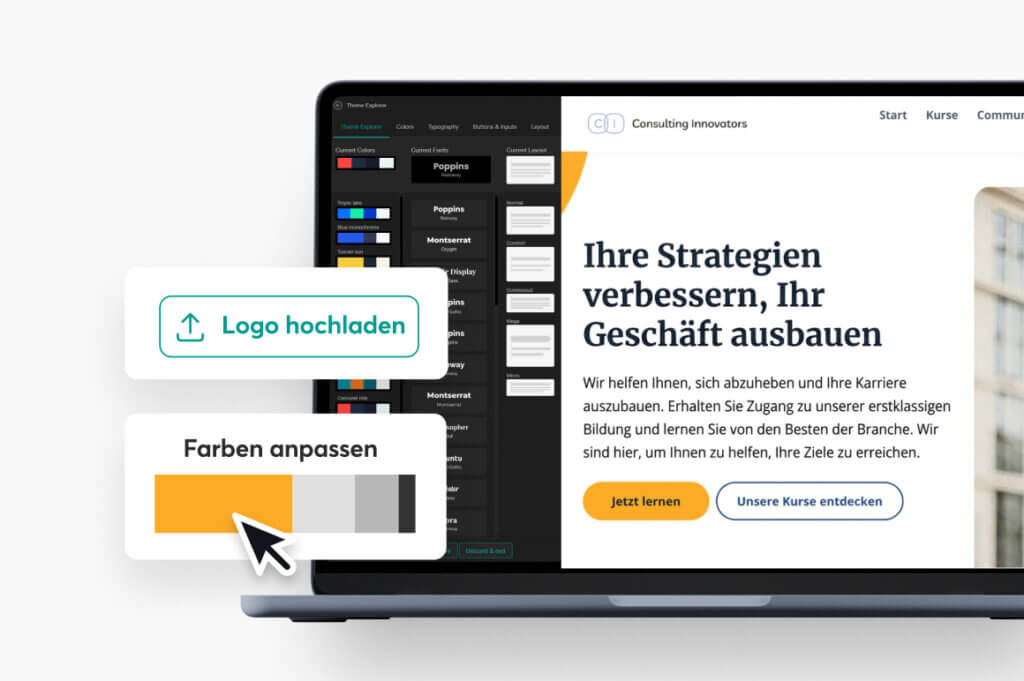 Logo hochladen und Farben anpassen